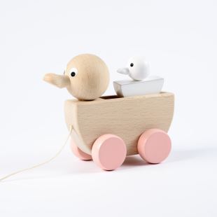 SARAH & BENDRIX - ABIGAIL - JOUET EN BOIS À TIRER MAMAN CANARD ET SON BÉBÉ
