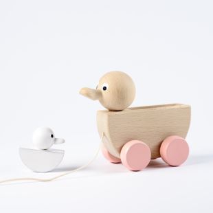 SARAH & BENDRIX - ABIGAIL - JOUET EN BOIS À TIRER MAMAN CANARD ET SON BÉBÉ