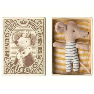 MAILEG - BÉBÉ SOURIS ENDORMI OU ÉVEILLÉ - GARÇON