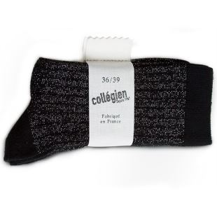 COLLÉGIEN - CHAUSSETTES FEMME CÔTES LUREX FEMME - NOIR