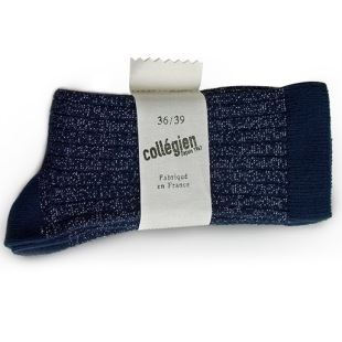 COLLÉGIEN - CHAUSSETTES FEMME CÔTES LUREX FEMME - MARINE