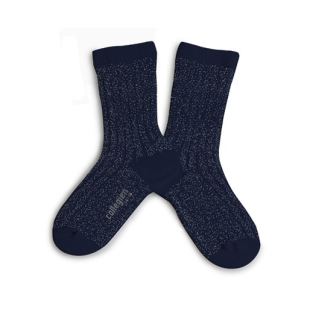 COLLÉGIEN - CHAUSSETTES FEMME CÔTES LUREX FEMME - MARINE