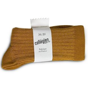 COLLÉGIEN - CHAUSSETTES FEMME CÔTES LUREX FEMME - MOUTARDE