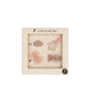 LUCIOLE ET PETIT POIS - COFFRET 4 BARRETTES - ROSE