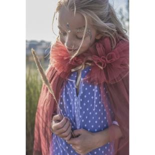 MOUCHE - CAPE AVEC COLLERETTE TULLE - CORAIL