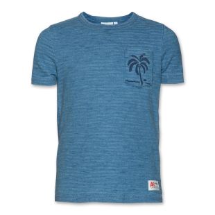AO76 - TEE SHIRT PALMIER POCHE - BLEU