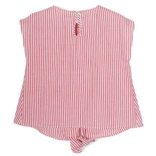 ARSÈNE ET LES PIPELETTES - BLOUSE NOEUD SEERSUCKER ROUGE