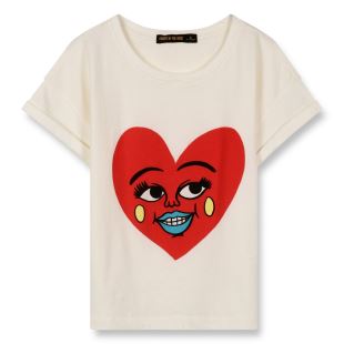 FINGER IN THE NOSE - TEE SHIRT NEW BRITNEY ÉCRU HEART