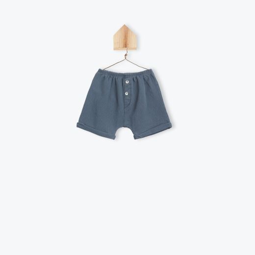 SHORT EN COTON NID D'ABEILLE GRIS ARDOISE