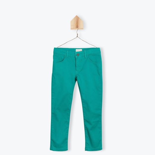 PANTALON EN GABARDINE STRETCH VERT EMERAUDE