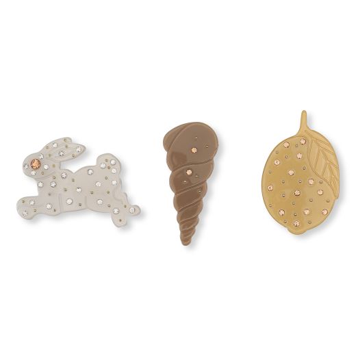 CLIP X 3 - COQUILLE, LAPIN, CITRON