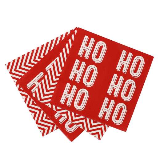 16 X SERVIETTE CHEVRON & HO HO HO