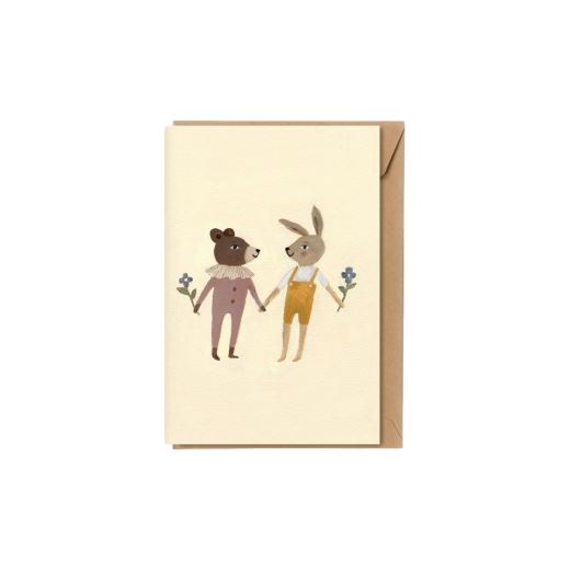 Carte double A5 | teddy and bunny
