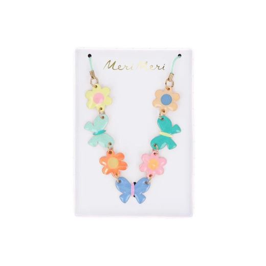 COLLIER PAPILLONS ET FLEURS