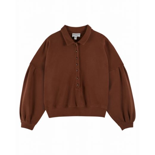 SWEAT COL POLO | CHATAIGNE