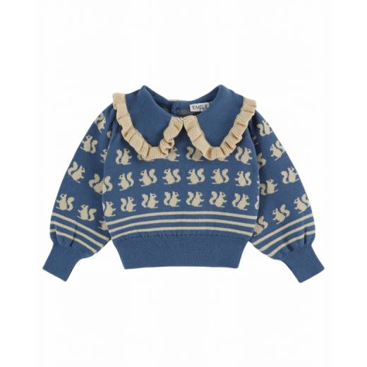 PULL BÉBÉ ÉCUREUIL | BLEU