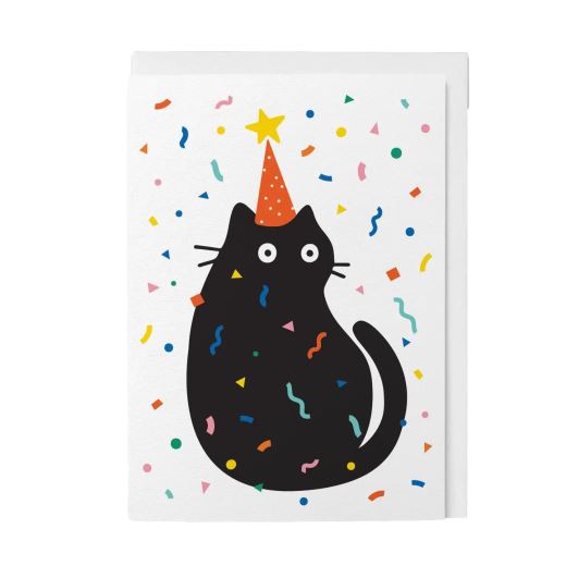 CARTE DE VOEUX | CHAT CONFETTIS