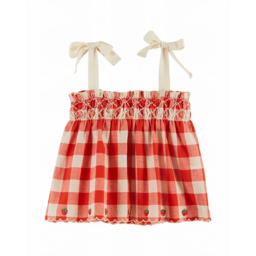 TOP BRETELLE BRODÉ FRAISES