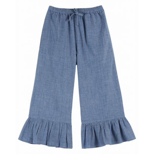 PANTALON VOLANT CHAMBRAY