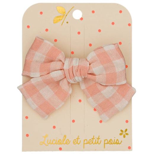 BARRETTE PETIT NOEUD PRINCESSE | VICHY ROSE