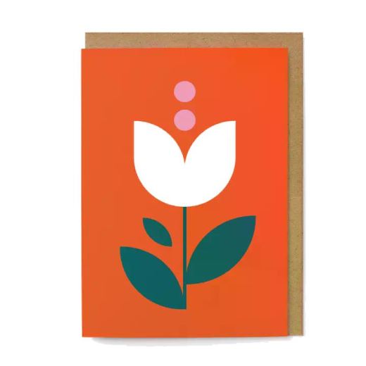 CARTE FOND ROUGE FLEUR
