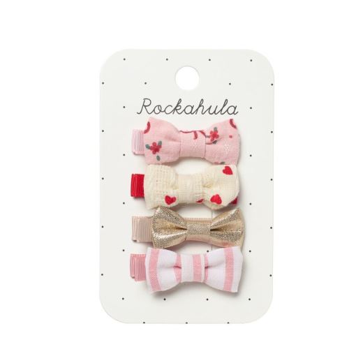 BARRETTE PAR 4 | RAYURES ET COEUR ROUGE