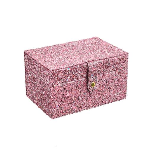 BOITE BIJOUX LARGE PAILLETTES | ROSE