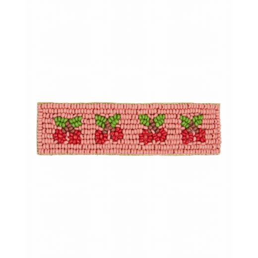 BARRETTE PERLES CERISE