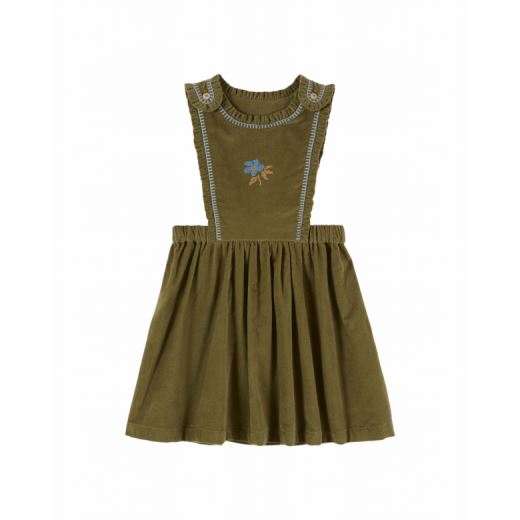 ROBE TABLIER VELOURS | PISTACHE