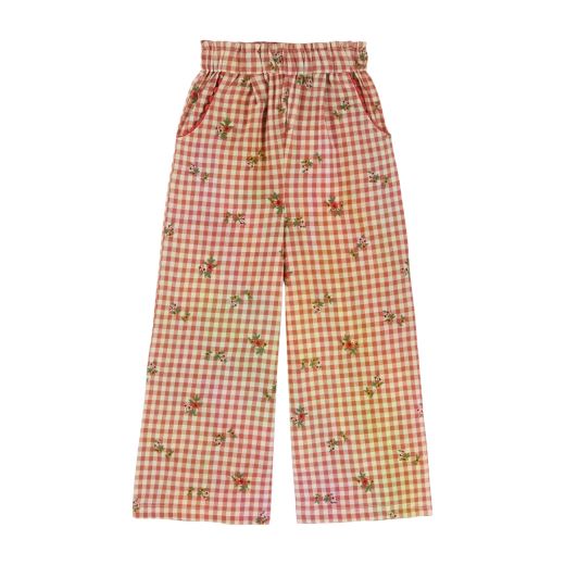 PANTALON VICHY BRODERIE