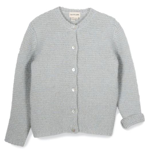 CARDIGAN TRICOT POINT MOUSSE LUREX CIEL