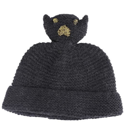 BONNET CHATON GRIS/NOIR FAIT MAIN