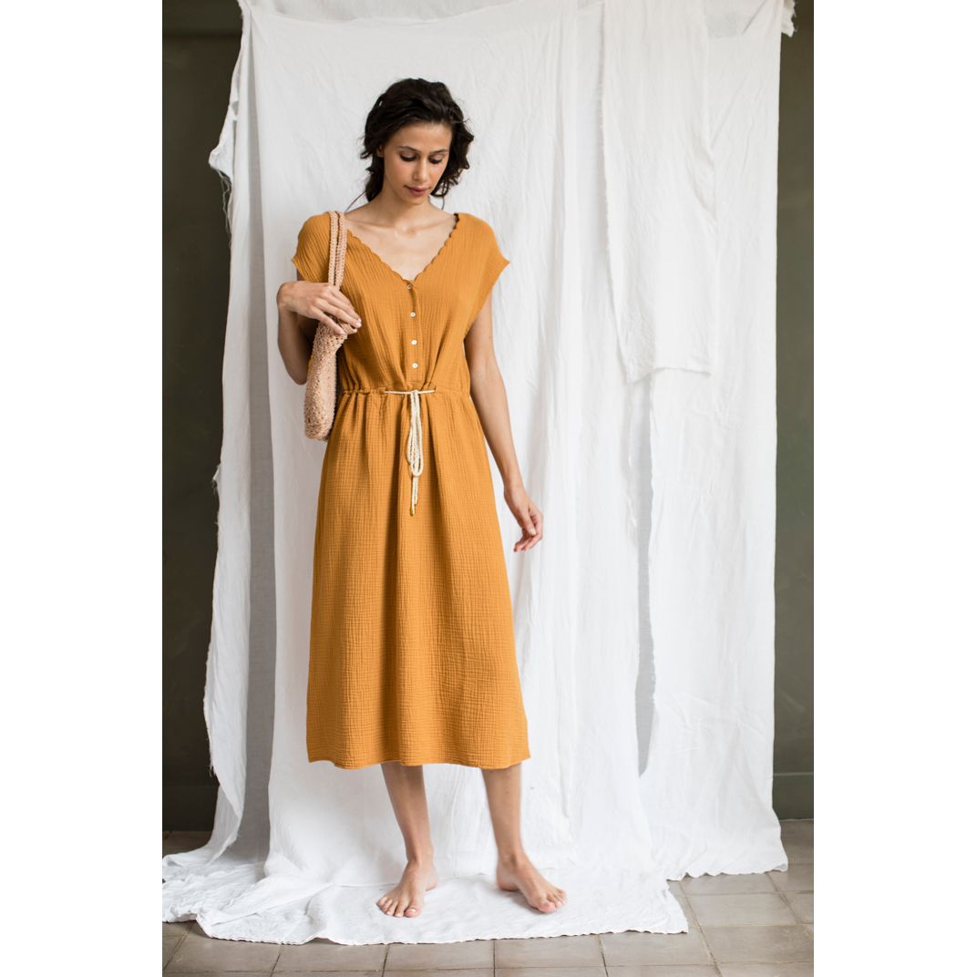 Robe Gaze Coton Caramel Emile Ida Ligne Femme Mode Femme Collection Ete 2021 J Aime