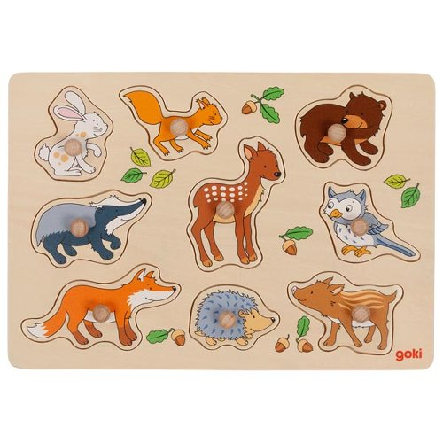 Goki - 2041564 - Puzzle En Bois À Encastrement - Cheval À Bascule, Ball